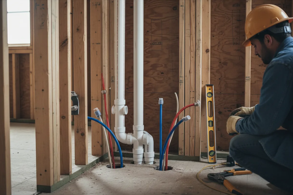 Drain and supply rough-in during Sump Pump Repair in Castroville