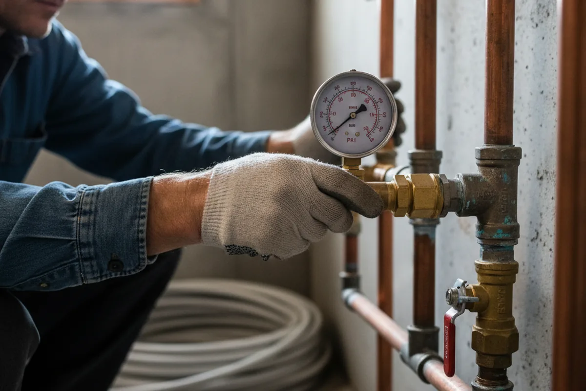Pressure testing a repaired line during Water Line Repair in Castroville